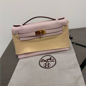 & Other Stories Pink and Tan Clutch